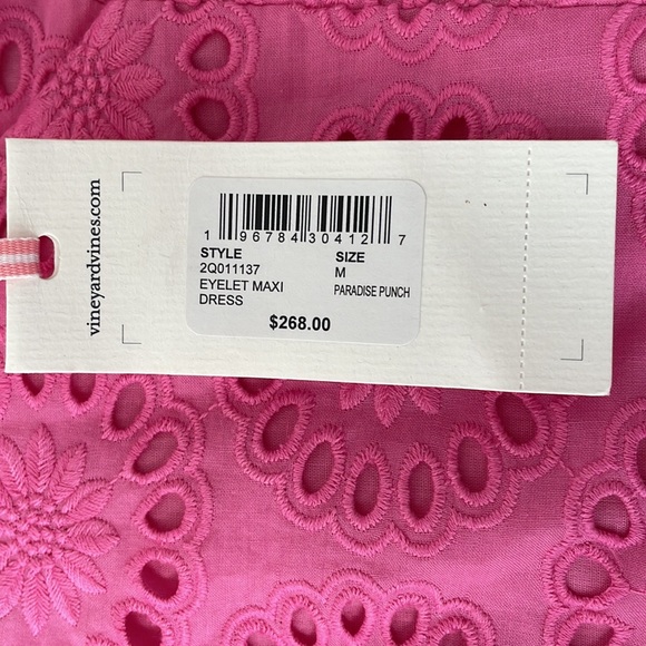 Vineyard Vines Eyelet Maxi Dress, Medium Paradise Punch, NWT - Picture 11 of 11